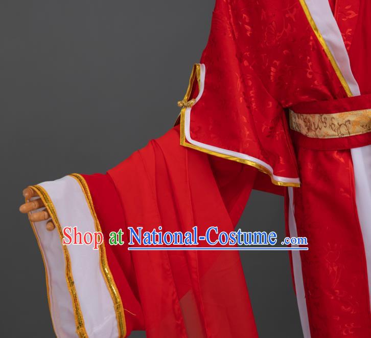 Chinese Cosplay Bride Wedding Costumes Ancient Ming Dynasty Swordswoman Red Hanfu Apparels Complete Set