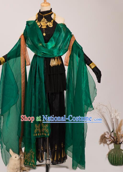 Chinese Cosplay Female Assassin Costumes Ancient Swordswoman Black Hanfu Dress