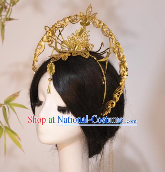 China Cosplay Queen Golden Royal Crown Ancient Empress Hair Accessories