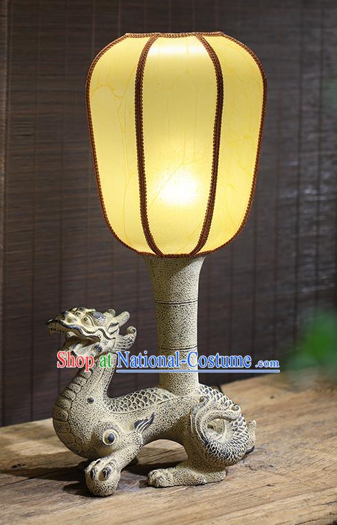 China Handmade Stone Carving Dragon Desk Lanterns Palace Lantern Traditional Home Decorations Table Lamp