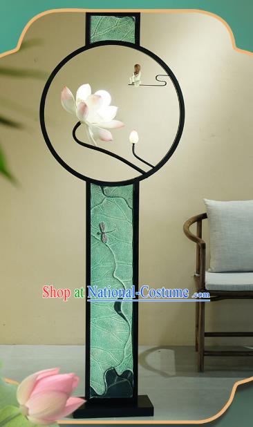 China Iron Art Floor Lantern Lotus Lamp Traditional Home Decorations Handmade High Lanterns