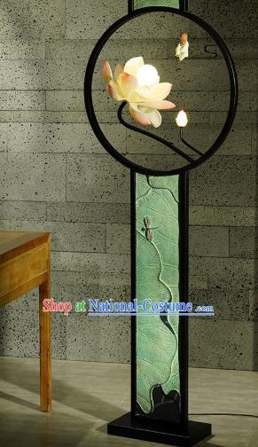 China Iron Art Floor Lantern Lotus Lamp Traditional Home Decorations Handmade High Lanterns