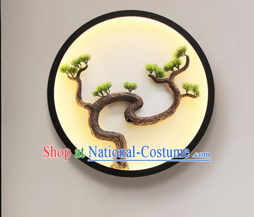 China Iron Art Wall Lantern Traditional Home Pine Decoration Painting Light Handmade Corridor Lamp