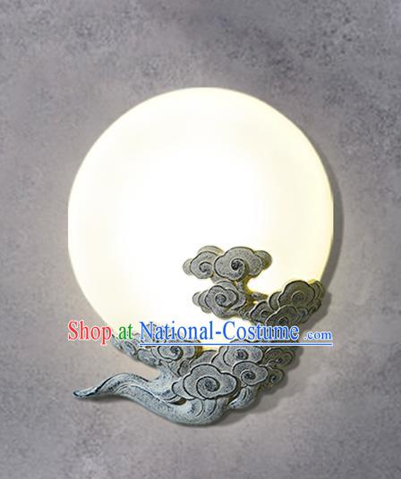 China Handmade Traditional Home Decoration Light Moon Corridor Lamp Carving Stone Cloud Wall Lantern