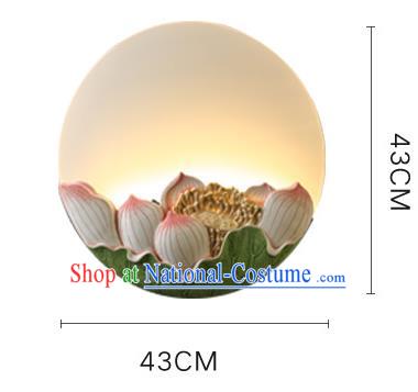 China Traditional Home Decoration Light Handmade Pink Lotus Corridor Lamp Iron Art Wall Lantern