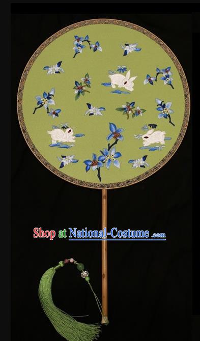 Chinese Dance Round Fan Traditional Silk Fan Double Sides Embroidered Fans Suzhou Embroidery Palace Fan