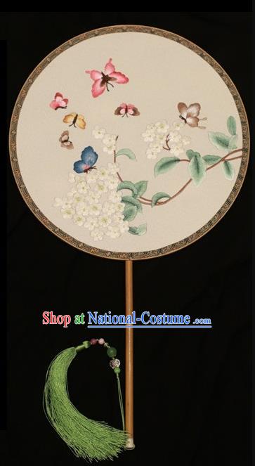 Chinese Dance Round Fan Traditional Silk Fan Double Sides Embroidered Fans Suzhou Embroidery Palace Fan