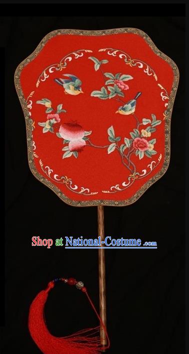 Chinese Bride Double Sides Fan Silk Fan Embroidered Fans Suzhou Embroidery Palace Fan Traditional Wedding Fan