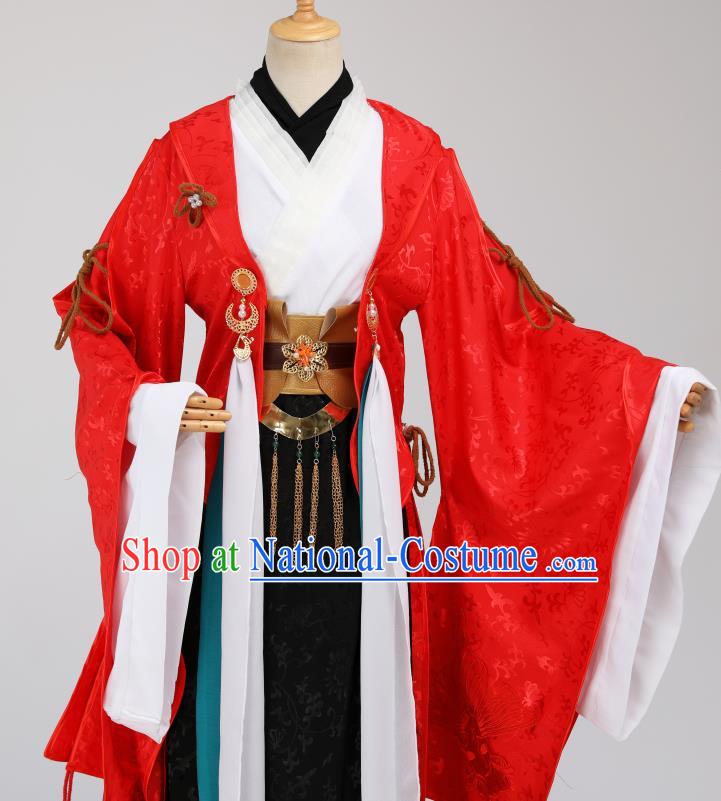 Cosplay Chinese Ming Dynasty Royal Prince Costumes Ancient Emperor Wedding Red Clothing