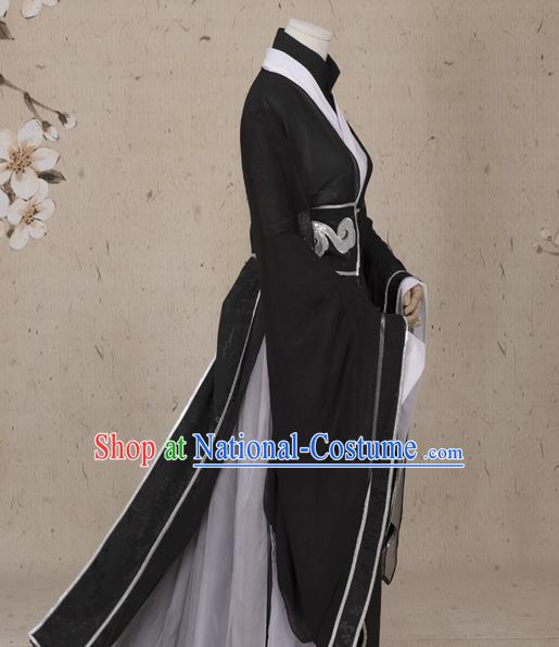 Chinese Ming Dynasty Prince Costumes Ancient Cosplay Swordsman Black Clothing