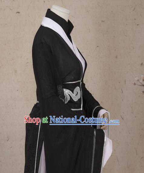 Chinese Ming Dynasty Prince Costumes Ancient Cosplay Swordsman Black Clothing