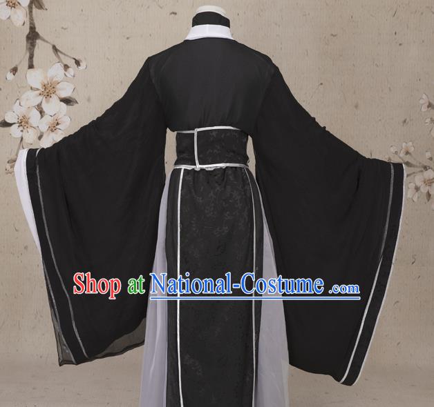 Chinese Ming Dynasty Prince Costumes Ancient Cosplay Swordsman Black Clothing