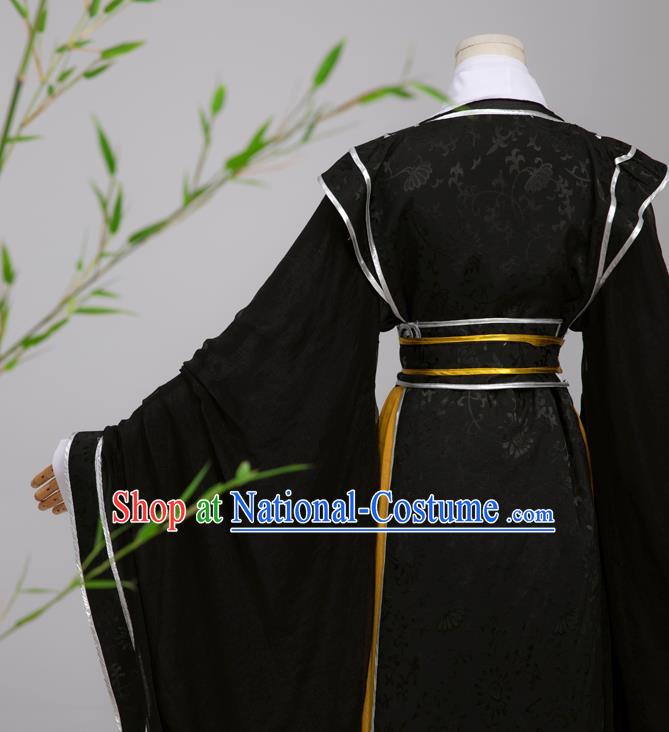 Chinese Ming Dynasty Scholar Black Costumes Ancient Cosplay Crown Prince Clothing