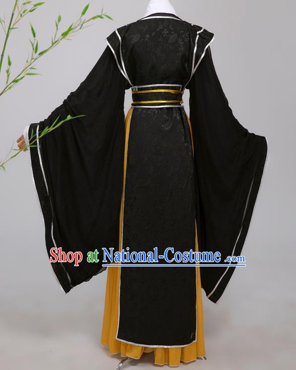 Chinese Ming Dynasty Scholar Black Costumes Ancient Cosplay Crown Prince Clothing