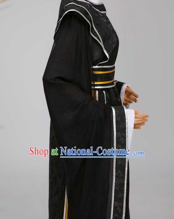 Chinese Ming Dynasty Scholar Black Costumes Ancient Cosplay Crown Prince Clothing