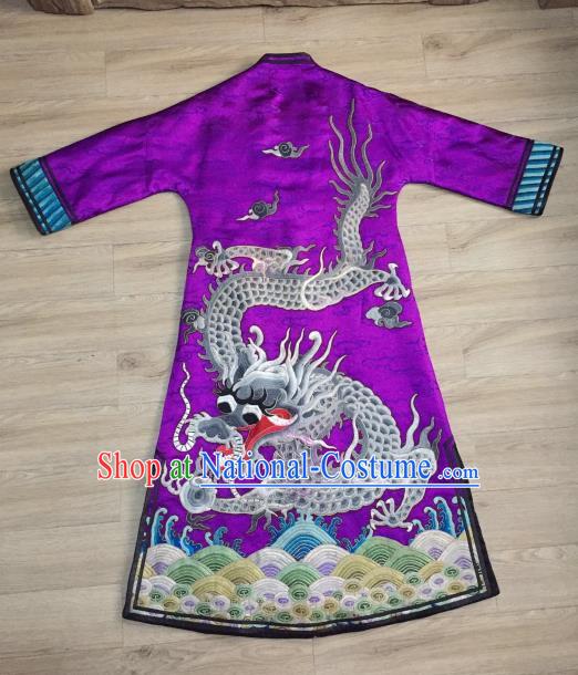 Chinese Purple Silk Coat Tang Suit Upper Outer Garment Apparels National Costume Dust Coat