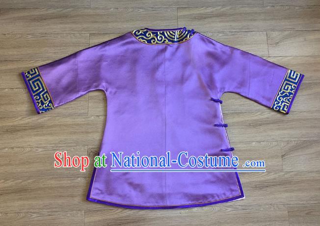 Chinese Court Embroidered Phoenix Purple Brocade Jacket Apparels Upper Outer Garment National Tang Suit Costume