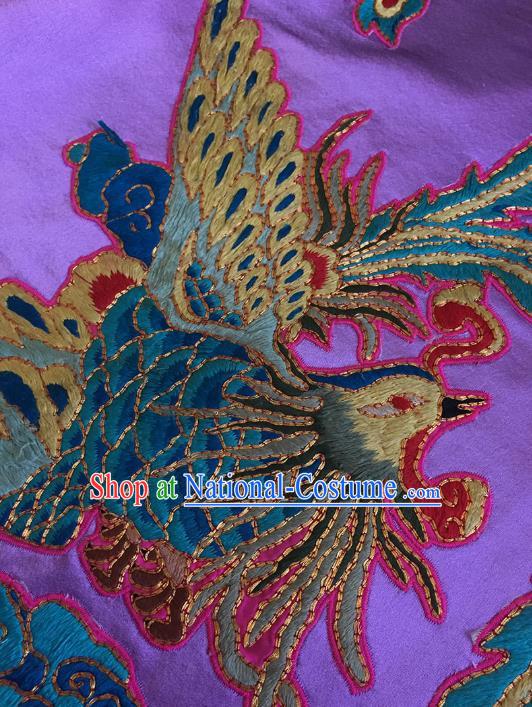 Chinese Court Embroidered Phoenix Purple Brocade Jacket Apparels Upper Outer Garment National Tang Suit Costume