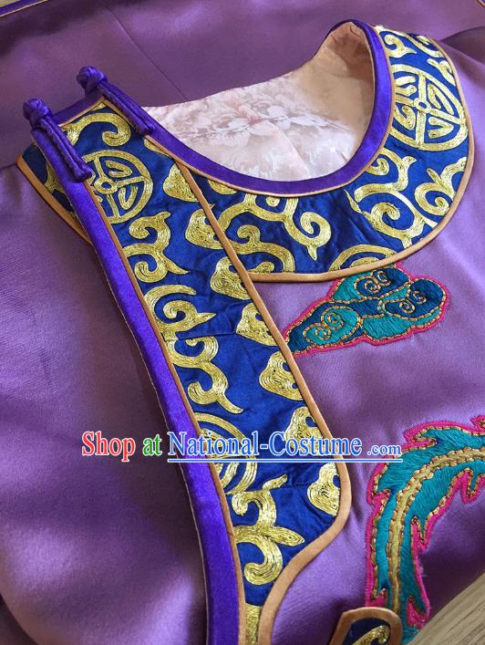 Chinese Court Embroidered Phoenix Purple Brocade Jacket Apparels Upper Outer Garment National Tang Suit Costume