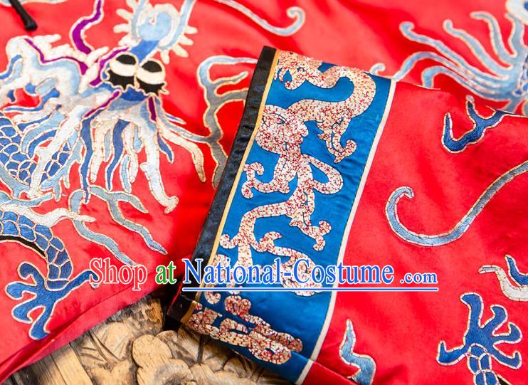 Chinese Embroidered Red Brocade Dust Coat Tang Suit Outer Garment National Costume Apparels