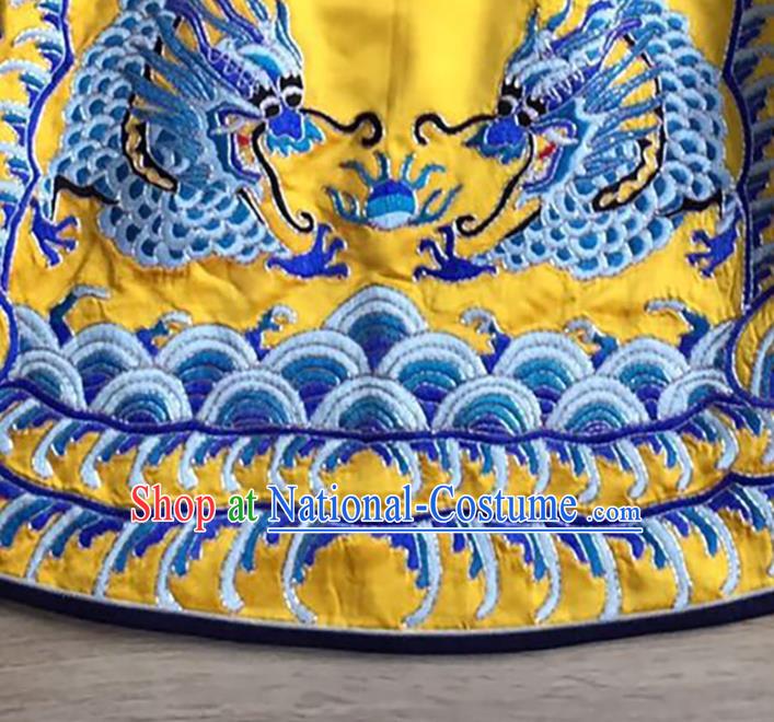 China Women Yellow Silk Waistcoat Costumes National Clothing Embroidery Dragon Vest