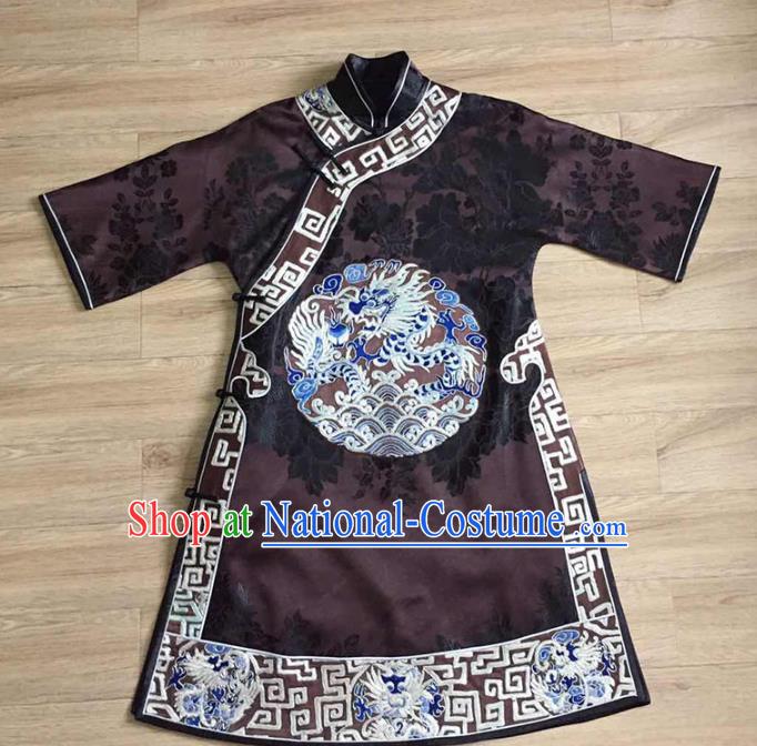 Chinese Embroidered Purple Silk Jacket Tang Suit Upper Outer Garment National Costume Coat Apparels