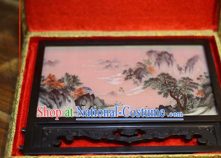 China Embroidered Table Screen Wood Byobu Screen Hand Embroidery Craft