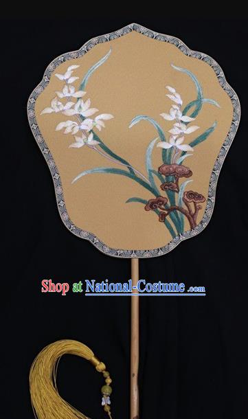 Chinese Traditional Palace Fan Suzhou Embroidery Fans Double Side Embroidered Silk Fan Handmade Fans