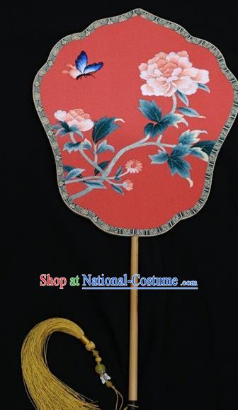 Chinese Traditional Flowers Birds Pattern Palace Fan Suzhou Embroidery Fans Double Side Embroidered Silk Fan