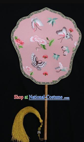 Chinese Suzhou Embroidery Fans Double Side Embroidered Silk Fan Traditional Butterfly Pattern Palace Fan