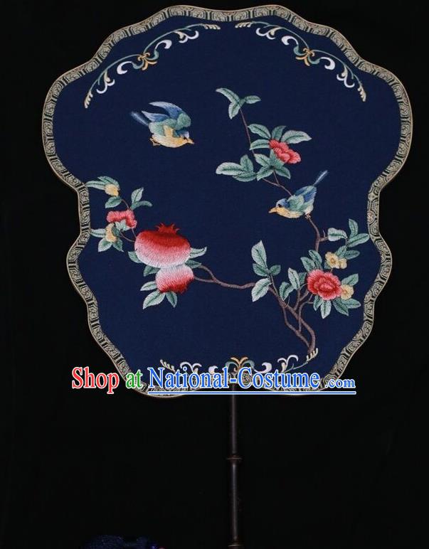 Double Side Embroidered Silk Fan China Suzhou Embroidery Palace Fan Traditional Peony Pattern Wedding Fans