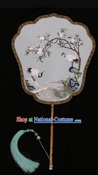 China Traditional Court Lady Fan Suzhou Embroidery Palace Fan Double Side Embroidered Fan Silk Fans