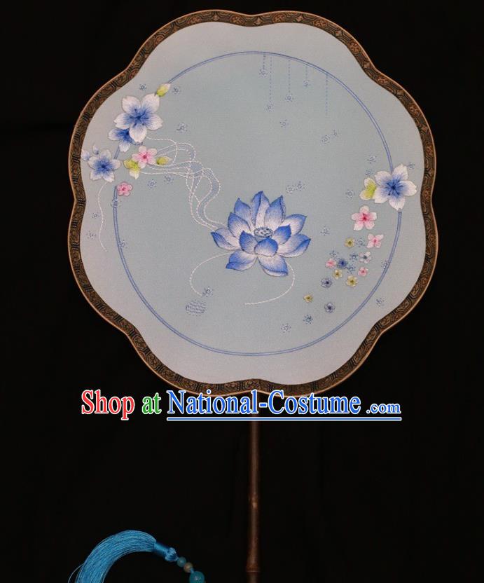 China Suzhou Embroidery Double Side Fan Palace Fans Classical Dance Silk Fan Traditional Court Lady Fan