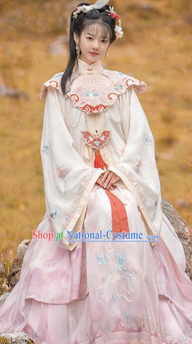 China Ming Dynasty Court Princess Costumes Ancient Hanfu Clothing Embroidered Long Gown and Skirt for Noble Lady