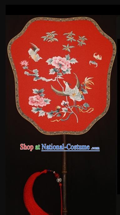 Chinese Traditional Silk Fan Stage Show Embroidered Round Fans Suzhou Embroidery Palace Fan Double Sides Pattern Fan