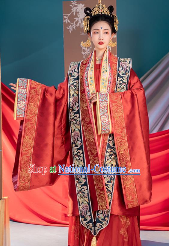 Ancient Song Dynasty Wedding Hanfu Clothing China Court Empress Embroidered Costumes Full Set