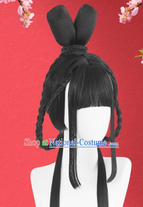 Chinese Song Dynasty Princess Bangs Wigs Quality Wigs China Best Chignon Wig Ancient Young Lady Wig Sheath