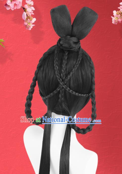 Chinese Song Dynasty Princess Bangs Wigs Quality Wigs China Best Chignon Wig Ancient Young Lady Wig Sheath