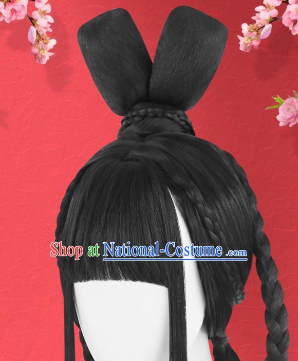 Chinese Song Dynasty Princess Bangs Wigs Quality Wigs China Best Chignon Wig Ancient Young Lady Wig Sheath