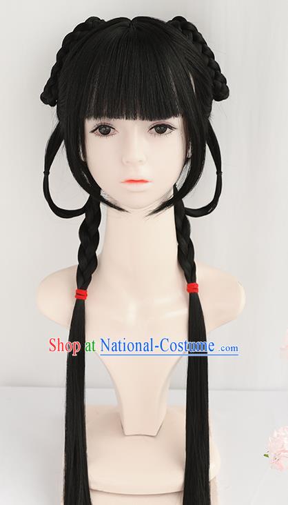 Chinese Cosplay Bangs Wigs Best Quality Wigs China Chignon Wig Ancient Young Ladys Wig Sheath