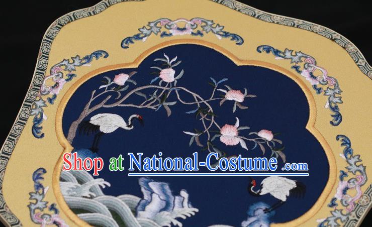 China Suzhou Embroidery Double Side Fan Palace Fan Classical Dance Navy Silk Fans Ancient Bride Fan