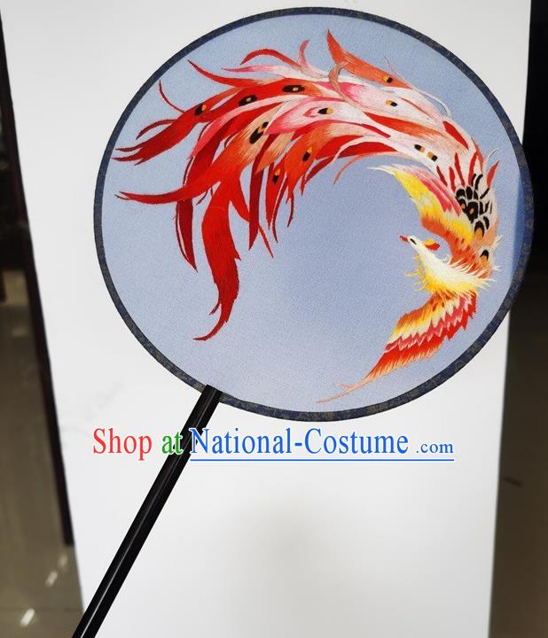 China Embroidery Phoenix Silk Fan Ancient Princess Palace Fan Suzhou Double Side Fans Round Fan