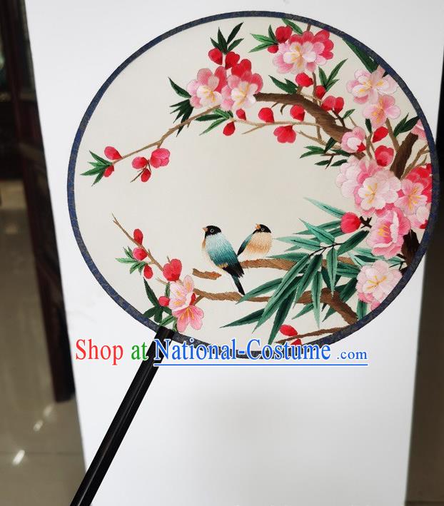 China Ancient Princess Palace Fan Suzhou Embroidery Begonia Silk Fan Handmade Round Fan Double Side Fans