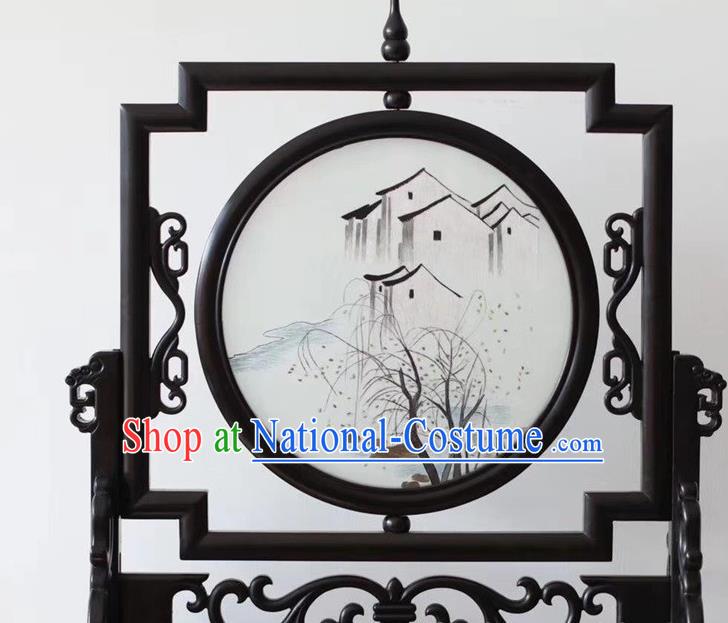 China Traditional Handmade Suzhou Embroidered Desk Screen Embroidery Ornaments Craft