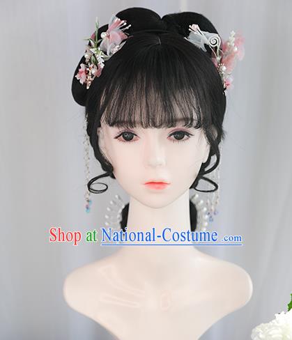 Chinese Song Dynasty Princess Bangs Wigs Best Quality Wigs China Cosplay Wig Chignon Ancient Royal Infanta Wig Sheath