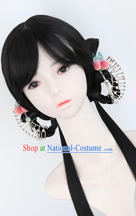 Chinese Ming Dynasty Wigs Best Quality Wigs China Cosplay Wig Chignon Ancient Young Lady Wig Sheath