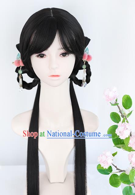 Chinese Ming Dynasty Wigs Best Quality Wigs China Cosplay Wig Chignon Ancient Young Lady Wig Sheath