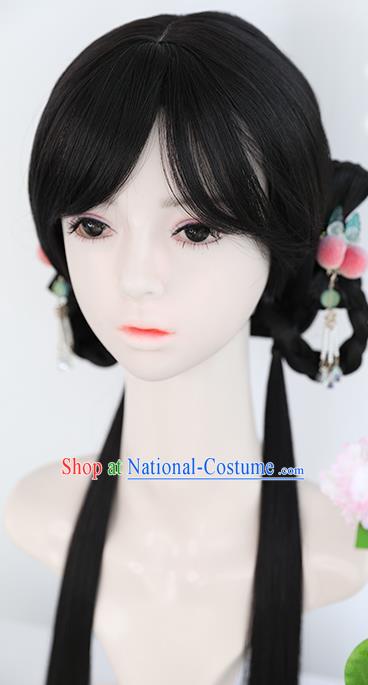 Chinese Ming Dynasty Wigs Best Quality Wigs China Cosplay Wig Chignon Ancient Young Lady Wig Sheath