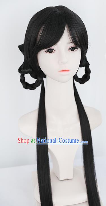 Chinese Ming Dynasty Wigs Best Quality Wigs China Cosplay Wig Chignon Ancient Young Lady Wig Sheath