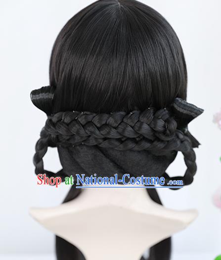 Chinese Ming Dynasty Wigs Best Quality Wigs China Cosplay Wig Chignon Ancient Young Lady Wig Sheath